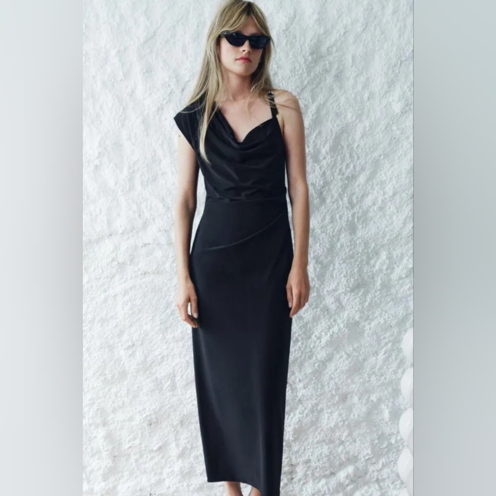 Zara Asymmetric Dress With Buckle